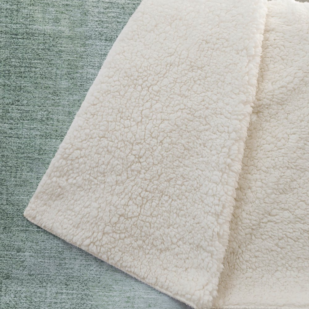 Premium Machine Washable ASB822 Green 50" x 70" Sherpa Throw Blanket. Picture 2