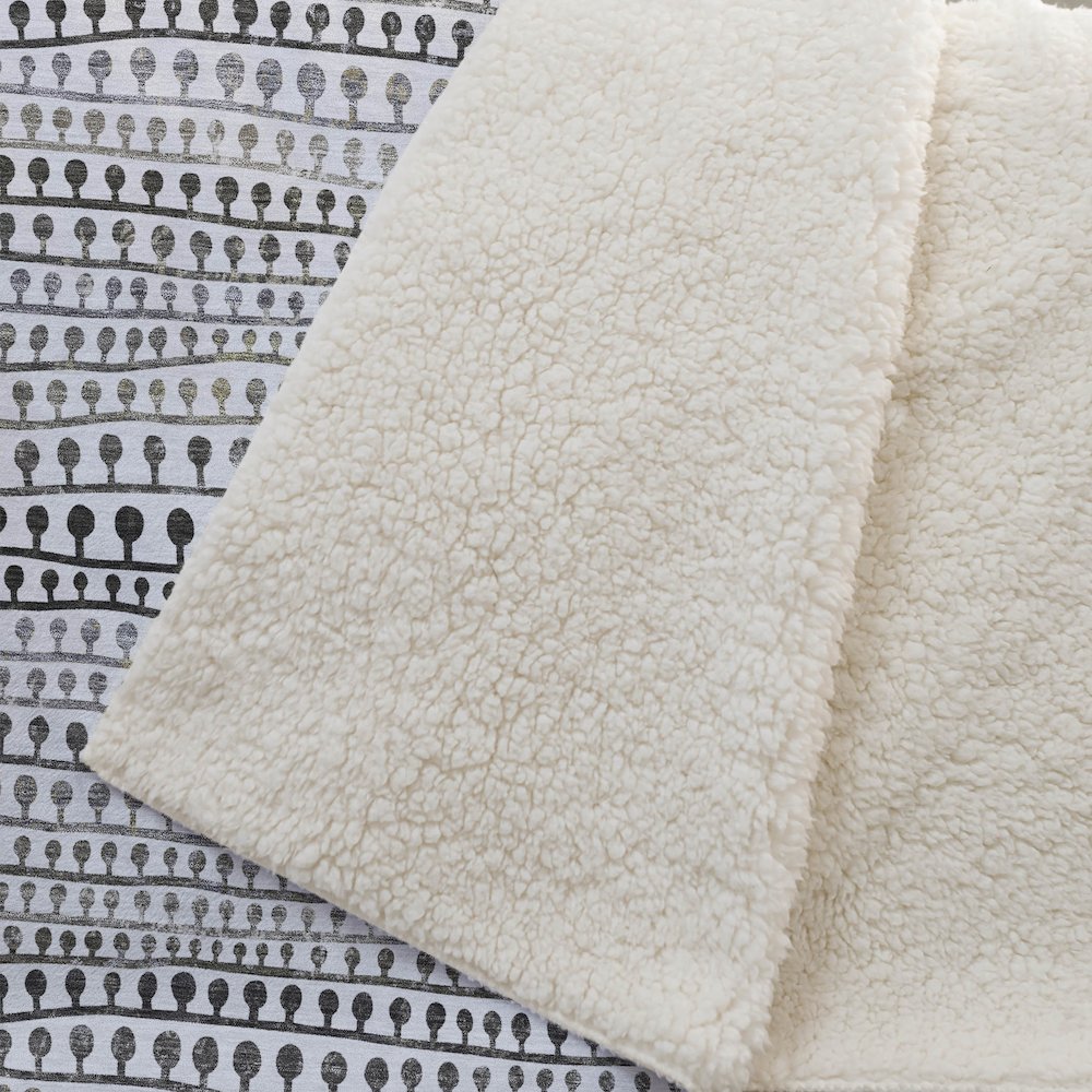 Premium Machine Washable ASB823 Ivory 50" x 70" Sherpa Throw Blanket. Picture 2