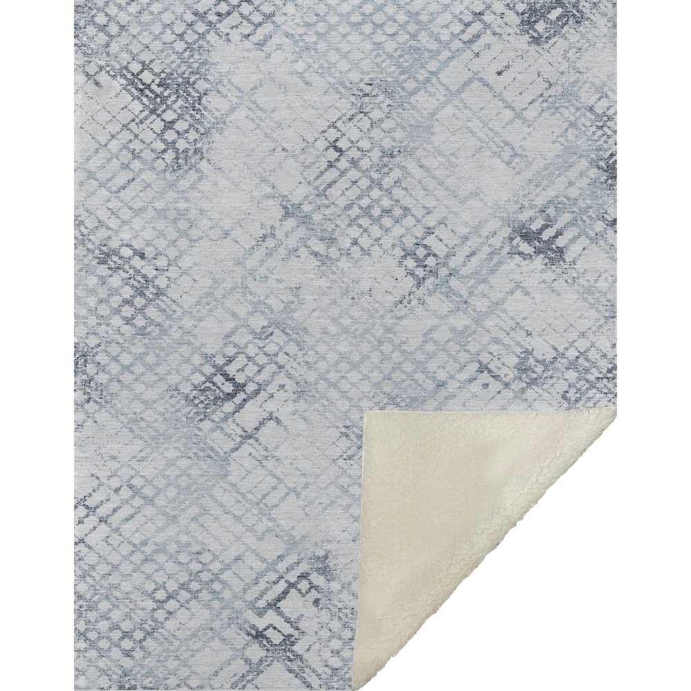 Premium Machine Washable ASB824 Blue 50" x 70" Sherpa Throw Blanket. Picture 1