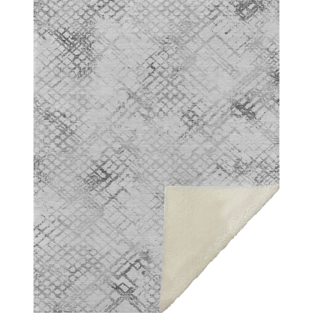 Premium Machine Washable ASB824 Gray 50" x 70" Sherpa Throw Blanket. Picture 1