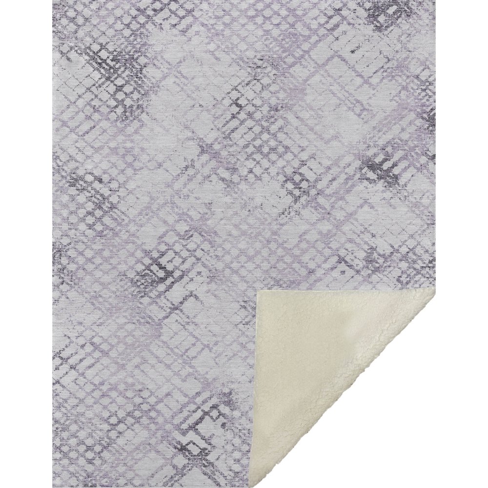 Premium Machine Washable ASB824 Purple 50" x 70" Sherpa Throw Blanket. Picture 1
