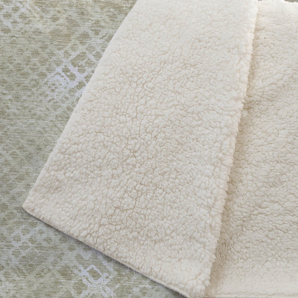 Premium Machine Washable ASB825 Beige 50" x 70" Sherpa Throw Blanket. Picture 2