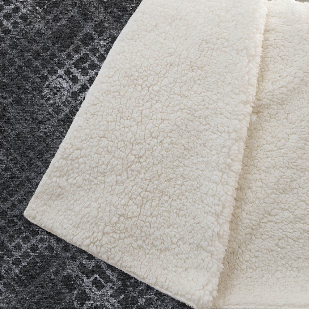 Premium Machine Washable ASB825 Charcoal 50" x 70" Sherpa Throw Blanket. Picture 2