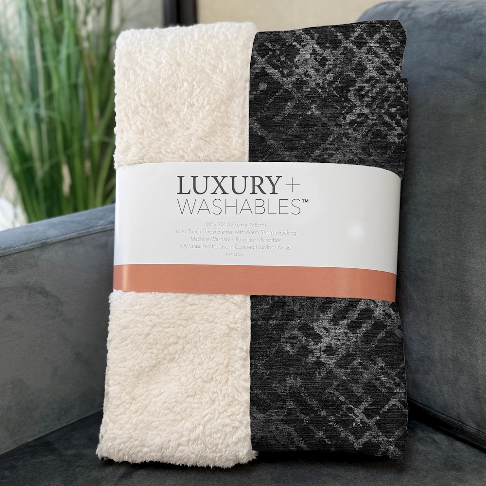 Premium Machine Washable ASB825 Charcoal 50" x 70" Sherpa Throw Blanket. Picture 3