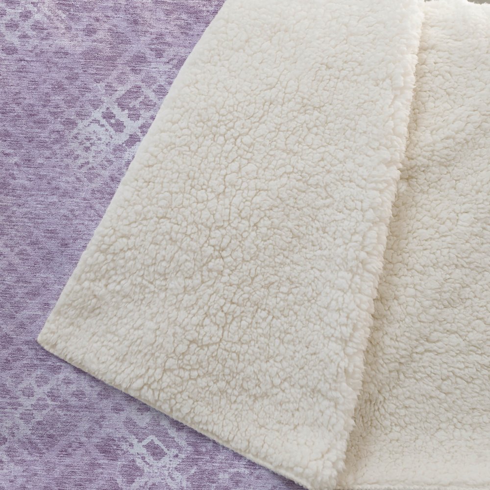 Premium Machine Washable ASB825 Lavender 50" x 70" Sherpa Throw Blanket. Picture 2