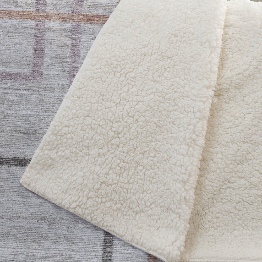 Premium Machine Washable ASB826 Taupe 50" x 70" Sherpa Throw Blanket. Picture 2