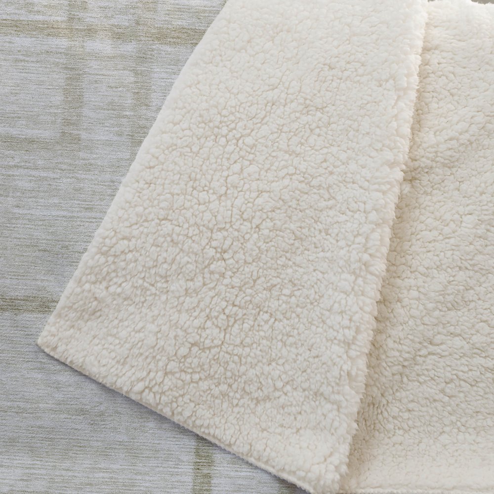 Premium Machine Washable ASB827 Beige 50" x 70" Sherpa Throw Blanket. Picture 2