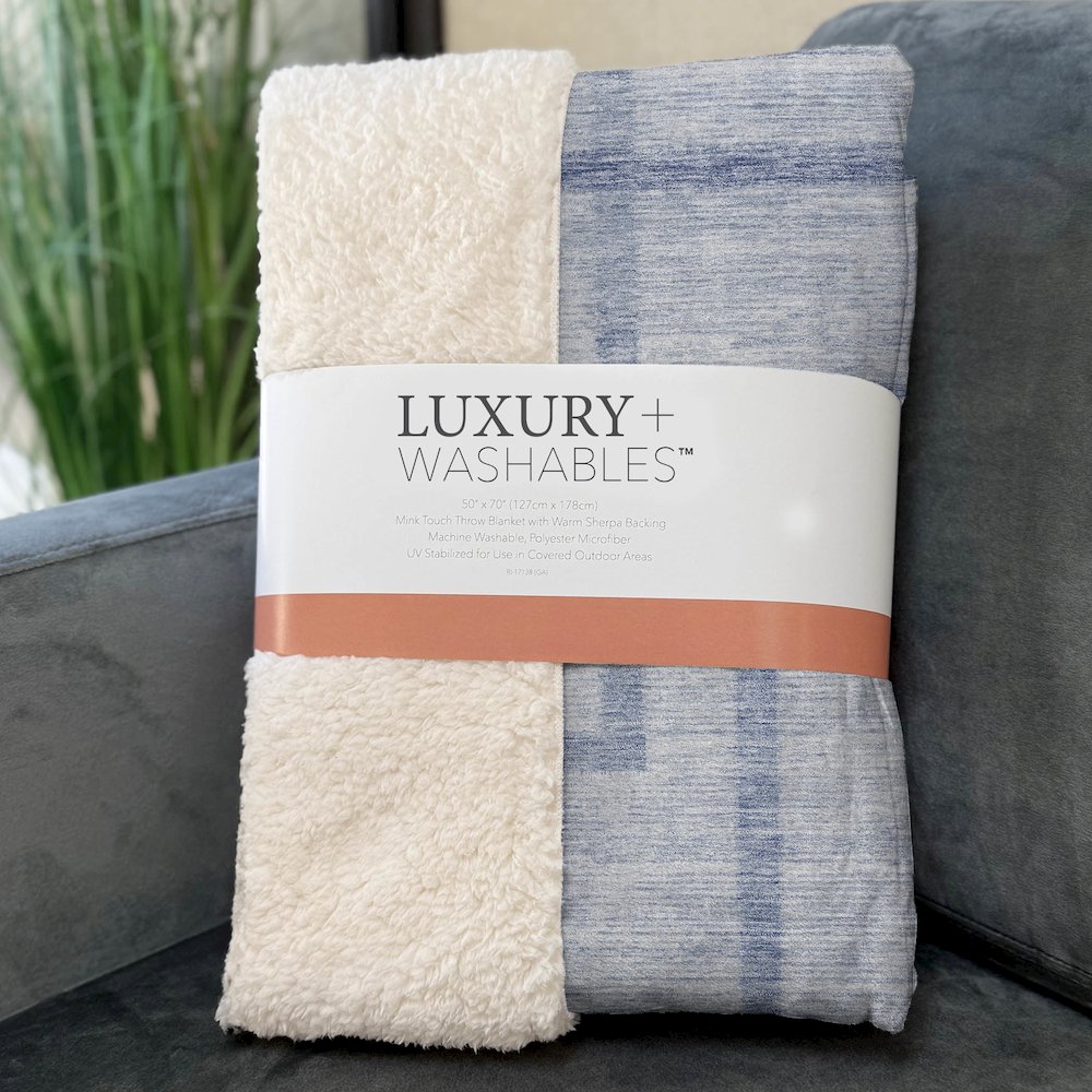 Premium Machine Washable ASB827 Sky 50" x 70" Sherpa Throw Blanket. Picture 3