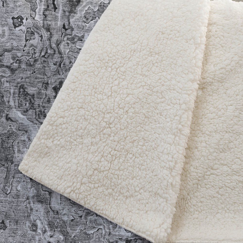 Premium Machine Washable ASB829 Gray 50" x 70" Sherpa Throw Blanket. Picture 2