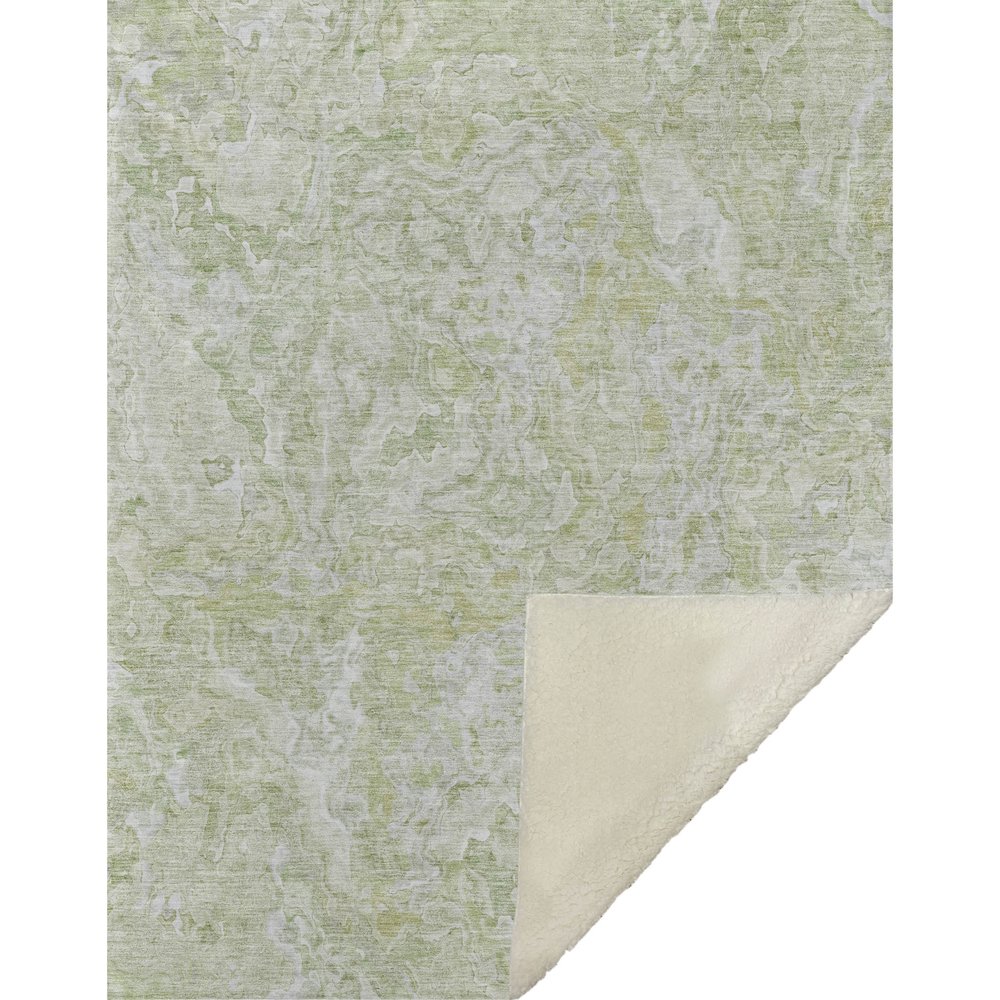 Premium Machine Washable ASB829 Green 50" x 70" Sherpa Throw Blanket. Picture 1