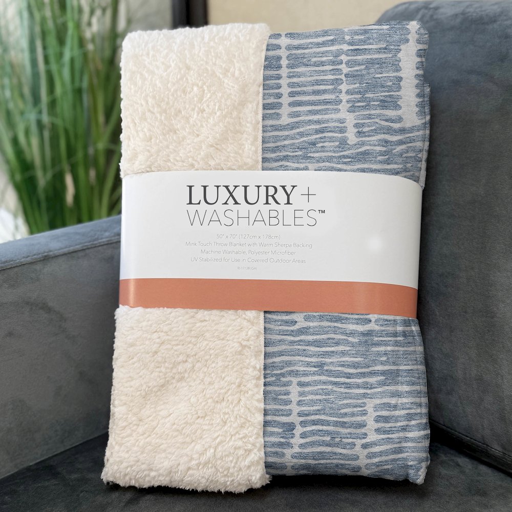 Premium Machine Washable ASB830 Blue 50" x 70" Sherpa Throw Blanket. Picture 3