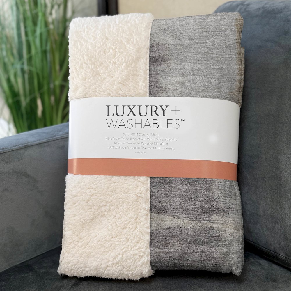 Premium Machine Washable ASB831 Gray 50" x 70" Sherpa Throw Blanket. Picture 3