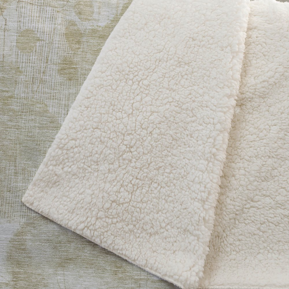 Premium Machine Washable ASB832 Beige 50" x 70" Sherpa Throw Blanket. Picture 2