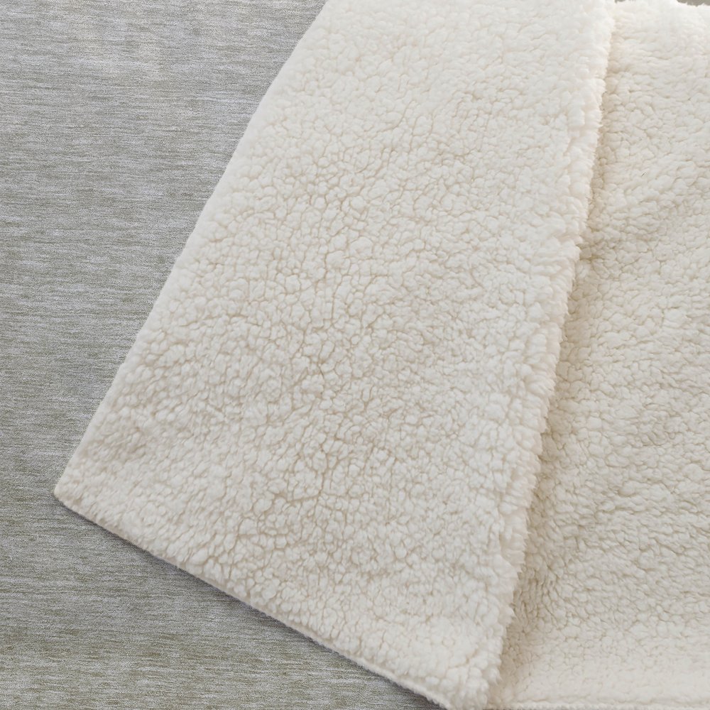 Premium Machine Washable ASB833 Beige 50" x 70" Sherpa Throw Blanket. Picture 2