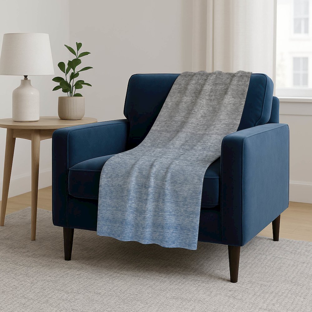 Premium Machine Washable ASB833 Blue 50" x 70" Sherpa Throw Blanket. Picture 5