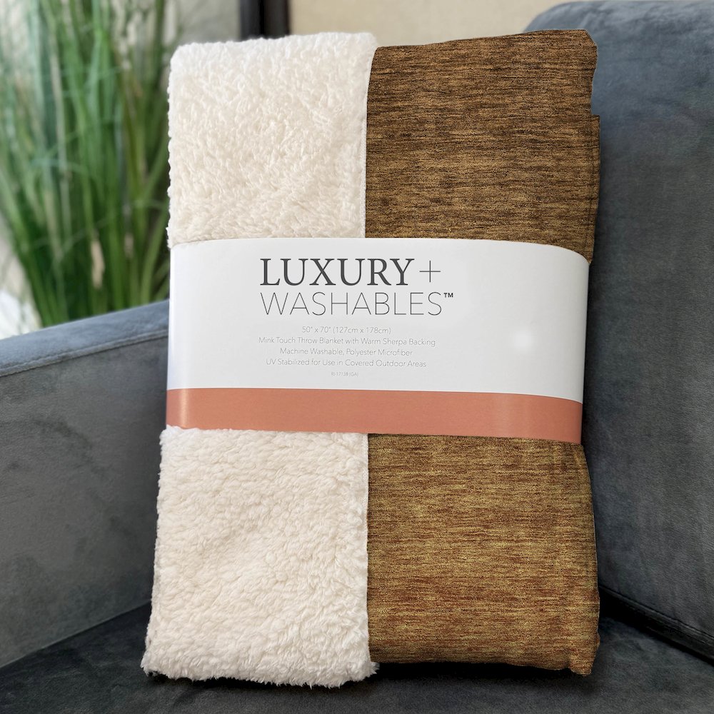 Premium Machine Washable ASB833 Chocolate 50" x 70" Sherpa Throw Blanket. Picture 3