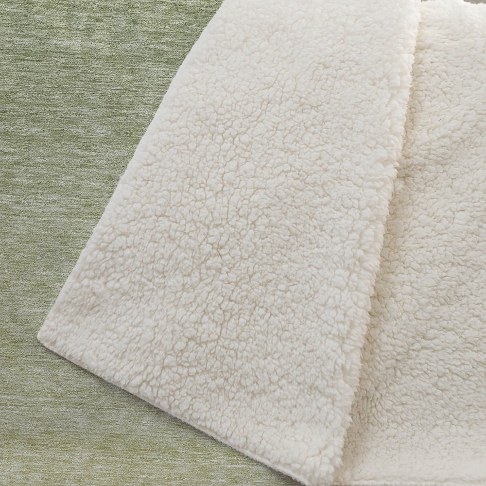 Premium Machine Washable ASB833 Green 50" x 70" Sherpa Throw Blanket. Picture 2