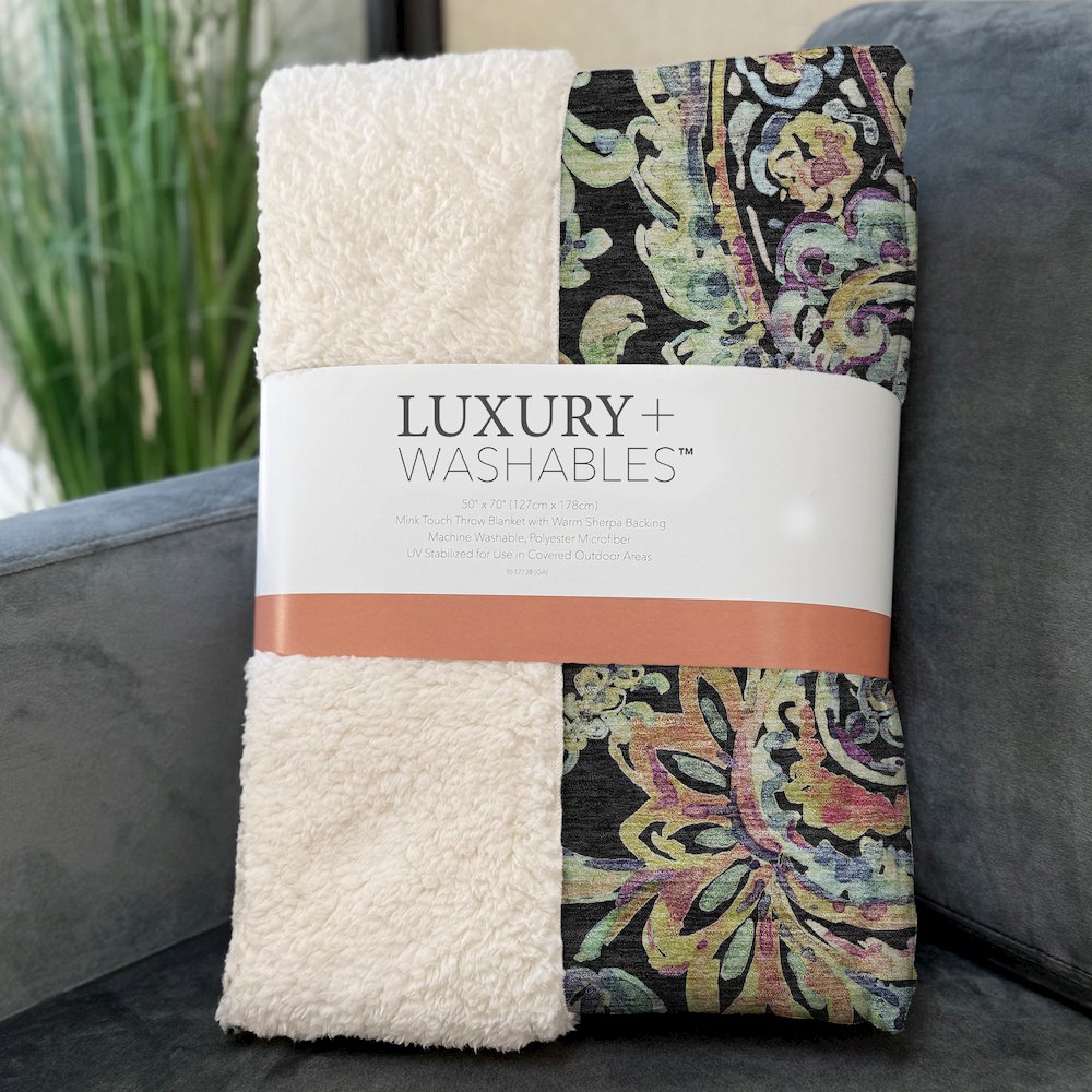 Premium Machine Washable ASB834 Black 50" x 70" Sherpa Throw Blanket. Picture 3