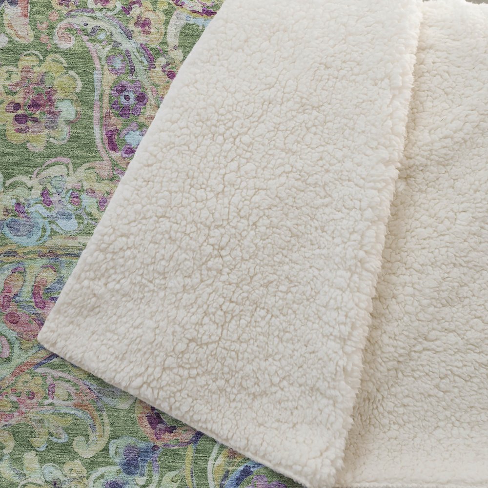 Premium Machine Washable ASB834 Fern 50" x 70" Sherpa Throw Blanket. Picture 2