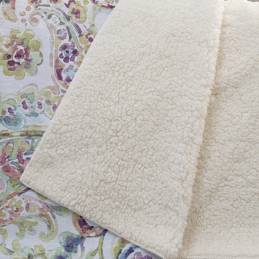Premium Machine Washable ASB834 Ivory 50" x 70" Sherpa Throw Blanket. Picture 2