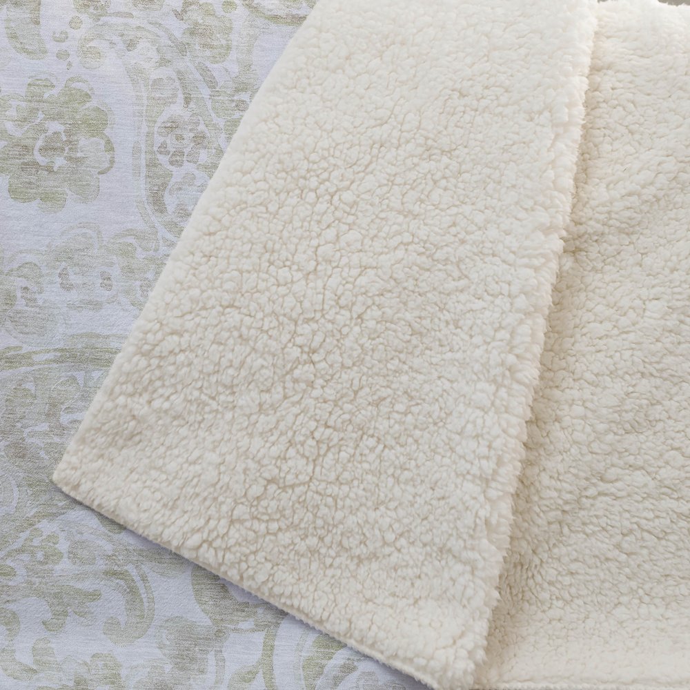Premium Machine Washable ASB835 Beige 50" x 70" Sherpa Throw Blanket. Picture 2