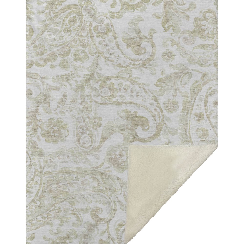 Premium Machine Washable ASB835 Beige 50" x 70" Sherpa Throw Blanket. Picture 1
