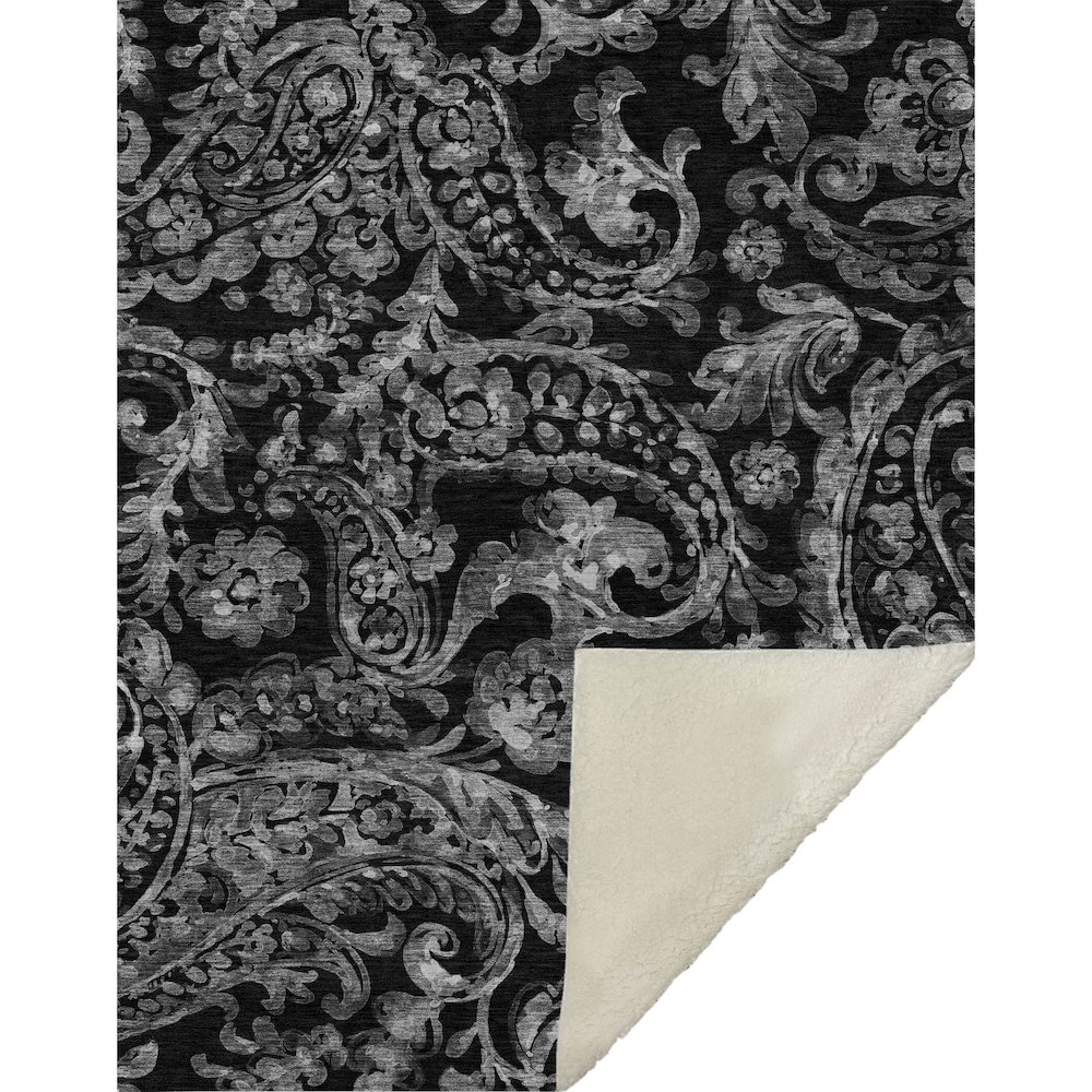 Premium Machine Washable ASB835 Black 50" x 70" Sherpa Throw Blanket. Picture 1