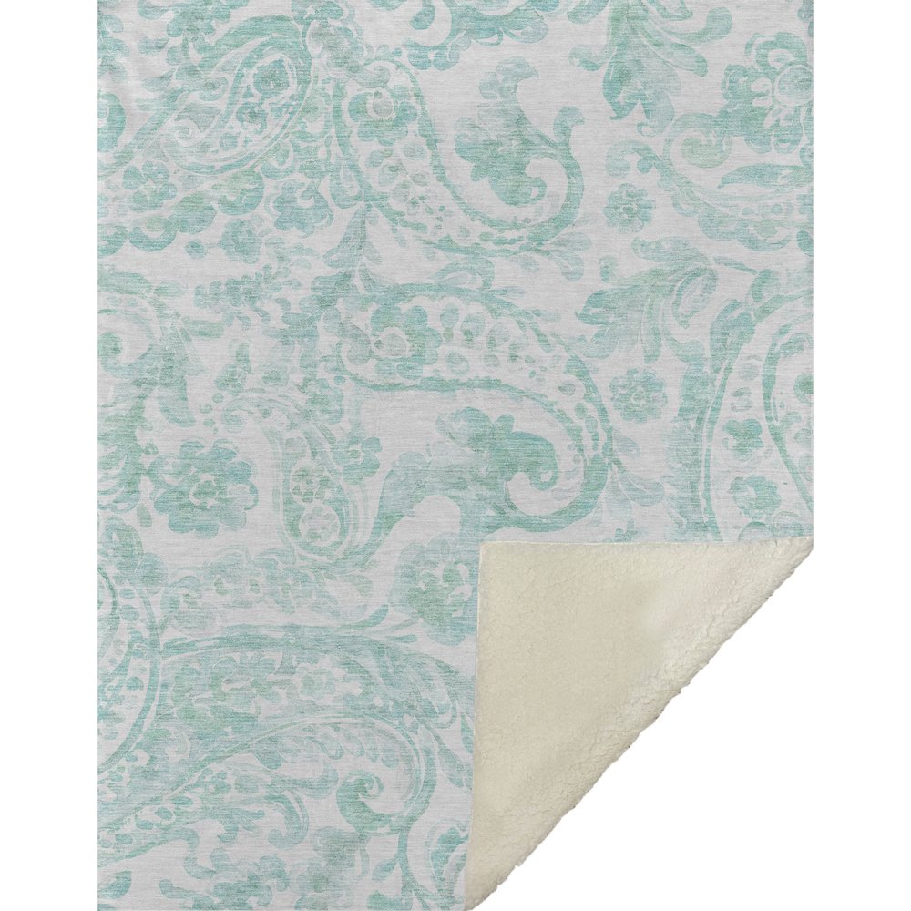 Premium Machine Washable ASB835 Turquoise 50" x 70" Sherpa Throw Blanket. Picture 1
