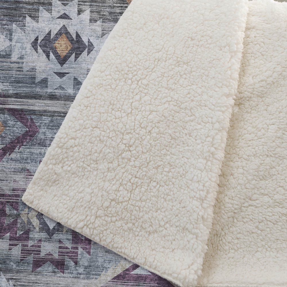 Premium Machine Washable ASB836 Gray 50" x 70" Sherpa Throw Blanket. Picture 2
