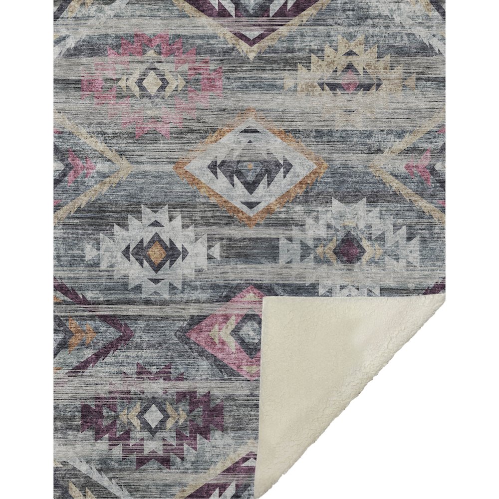 Premium Machine Washable ASB836 Gray 50" x 70" Sherpa Throw Blanket. Picture 1