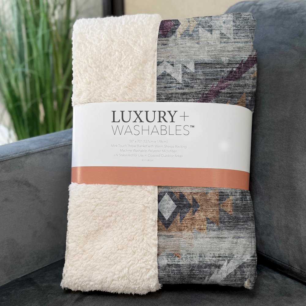 Premium Machine Washable ASB836 Gray 50" x 70" Sherpa Throw Blanket. Picture 3