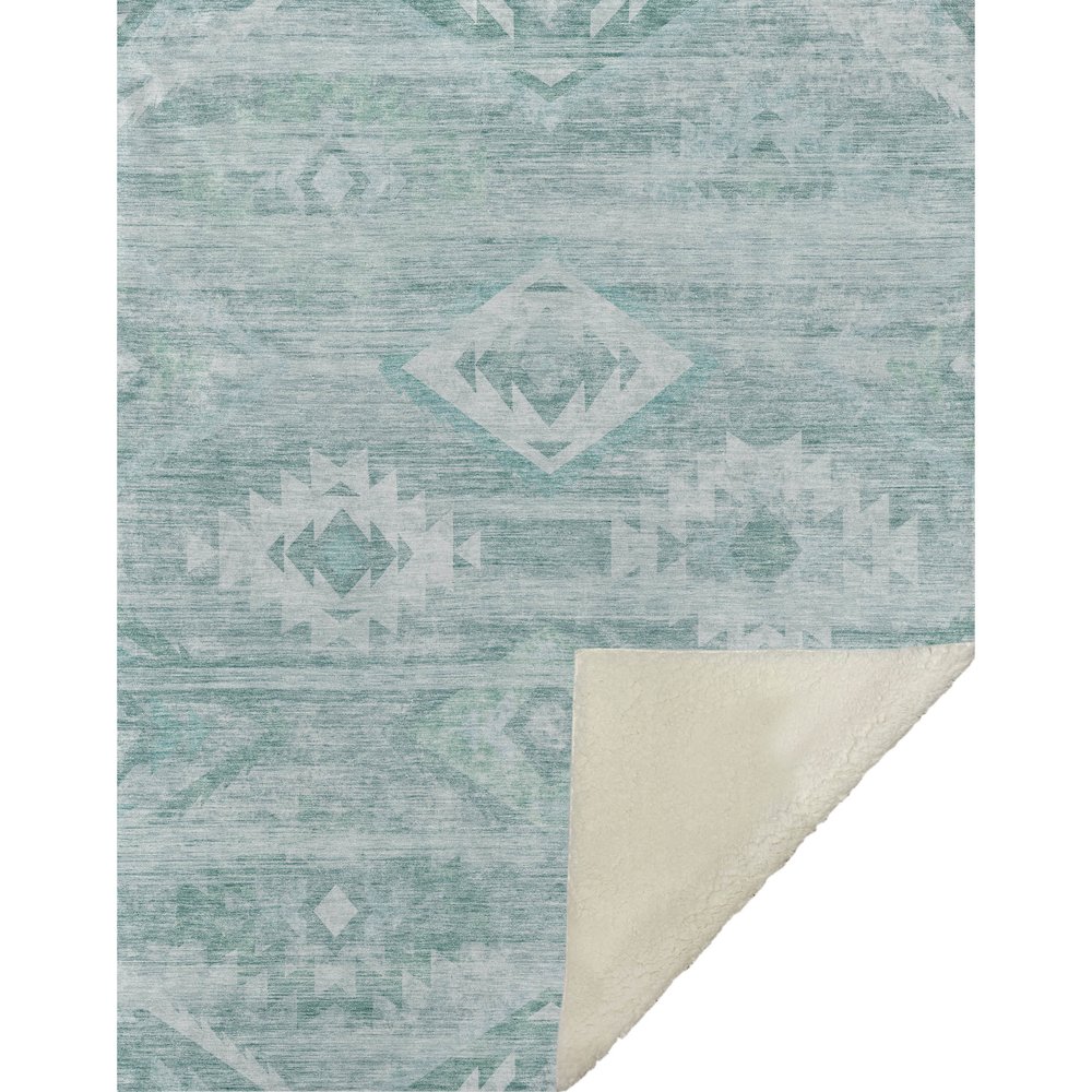 Premium Machine Washable ASB837 Aqua 50" x 70" Sherpa Throw Blanket. Picture 1