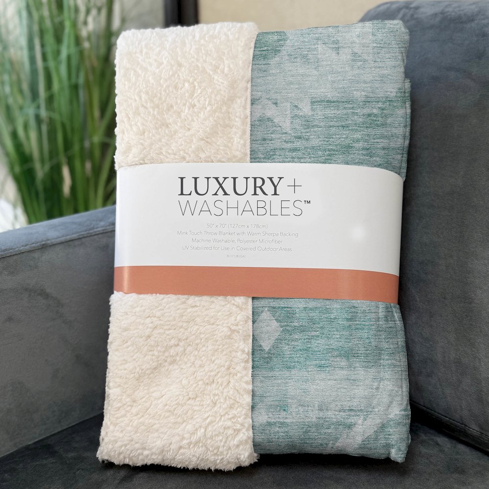Premium Machine Washable ASB837 Aqua 50" x 70" Sherpa Throw Blanket. Picture 3