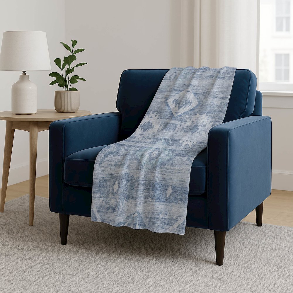Premium Machine Washable ASB837 Blue 50" x 70" Sherpa Throw Blanket. Picture 5