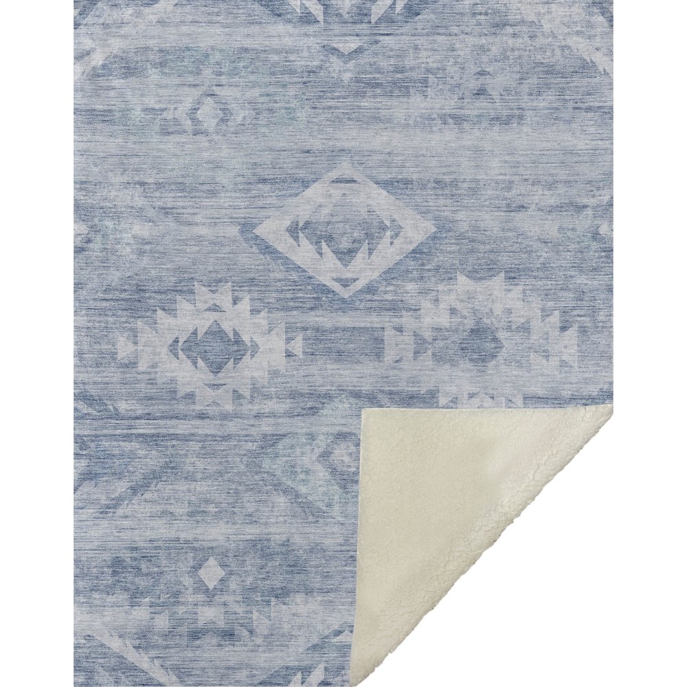 Premium Machine Washable ASB837 Blue 50" x 70" Sherpa Throw Blanket. Picture 1
