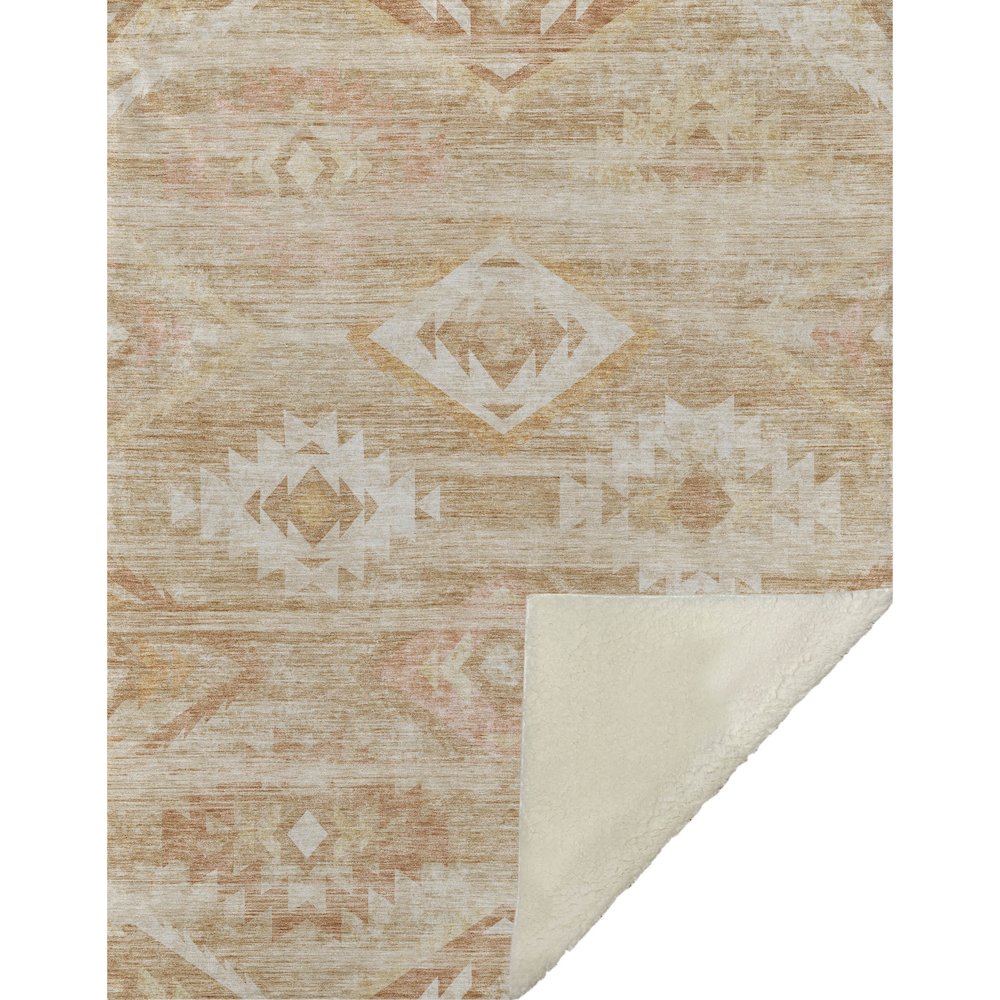 Premium Machine Washable ASB837 Copper 50" x 70" Sherpa Throw Blanket. Picture 1