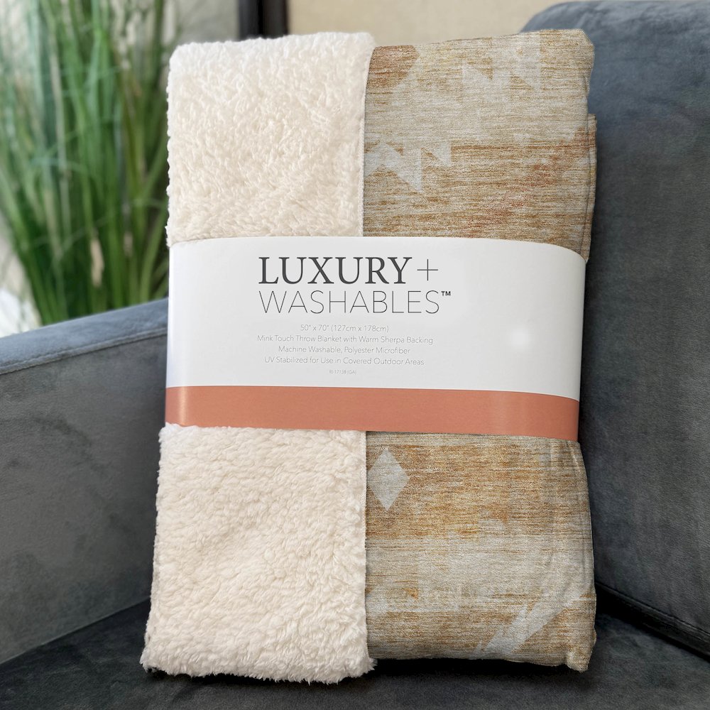 Premium Machine Washable ASB837 Copper 50" x 70" Sherpa Throw Blanket. Picture 3