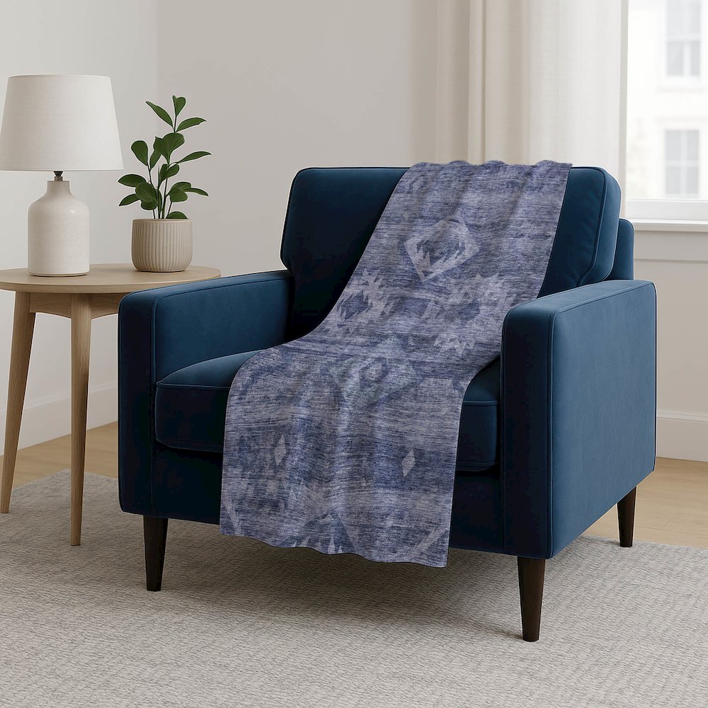 Premium Machine Washable ASB837 Navy 50" x 70" Sherpa Throw Blanket. Picture 5