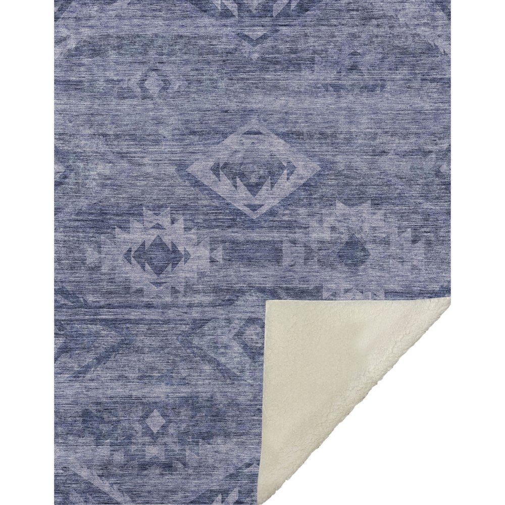 Premium Machine Washable ASB837 Navy 50" x 70" Sherpa Throw Blanket. Picture 1