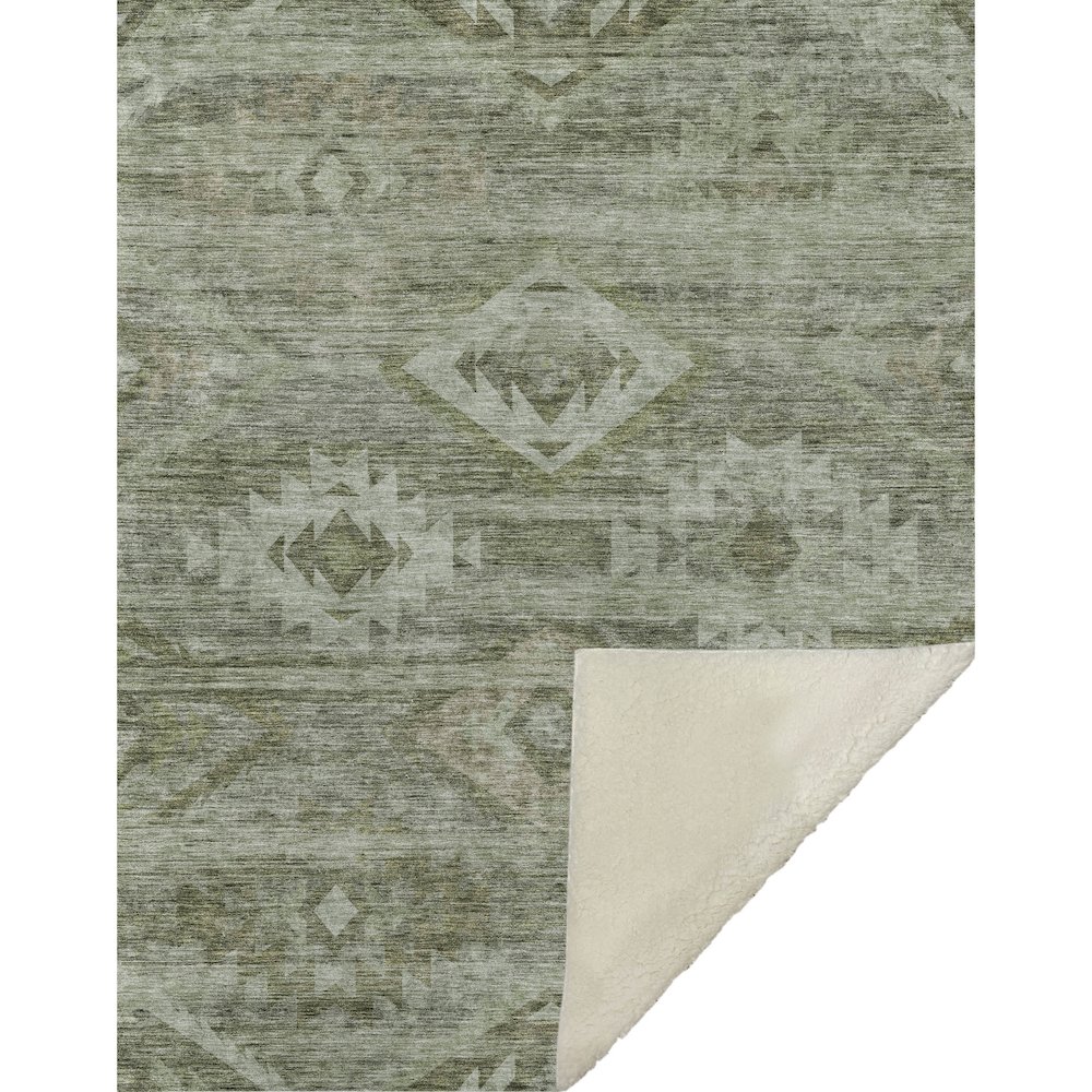 Premium Machine Washable ASB837 Olive 50" x 70" Sherpa Throw Blanket. Picture 1