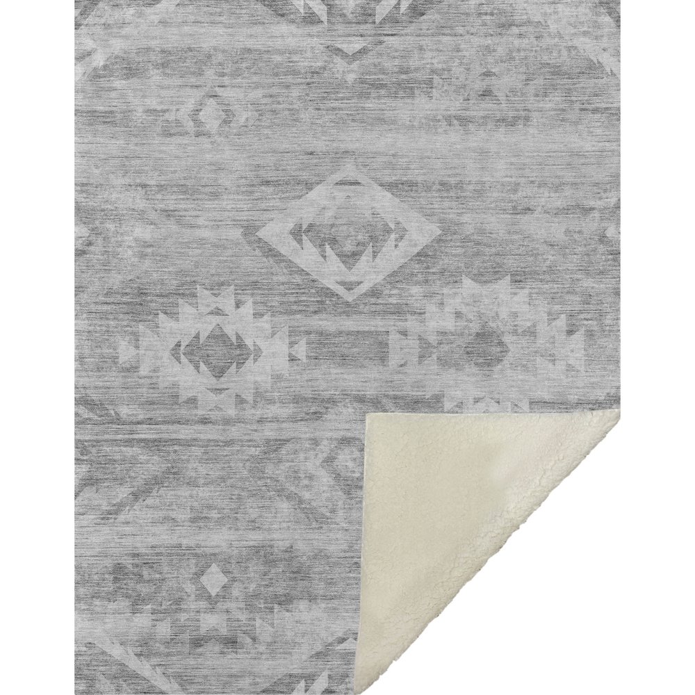 Premium Machine Washable ASB837 Silver 50" x 70" Sherpa Throw Blanket. Picture 1