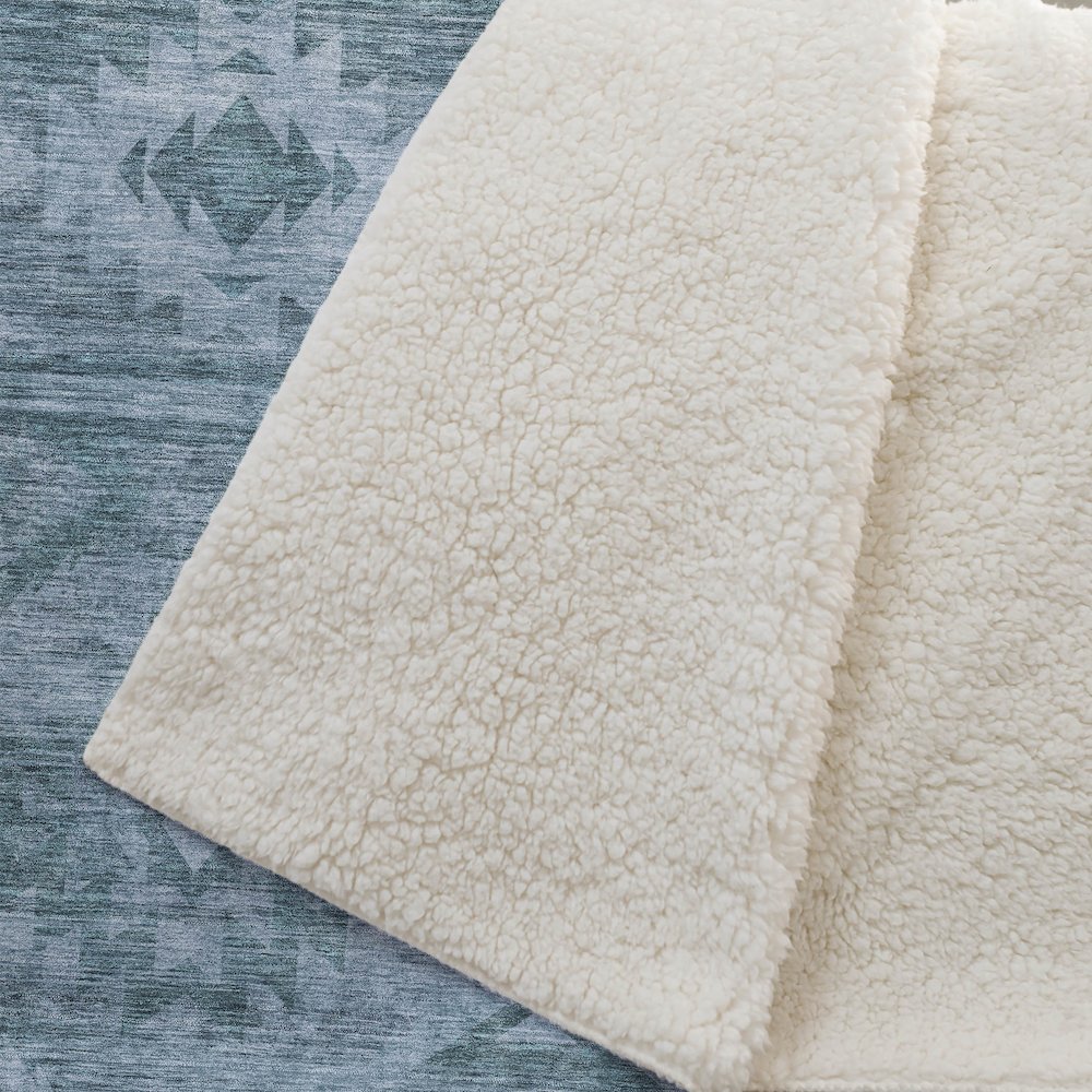 Premium Machine Washable ASB837 Teal 50" x 70" Sherpa Throw Blanket. Picture 2