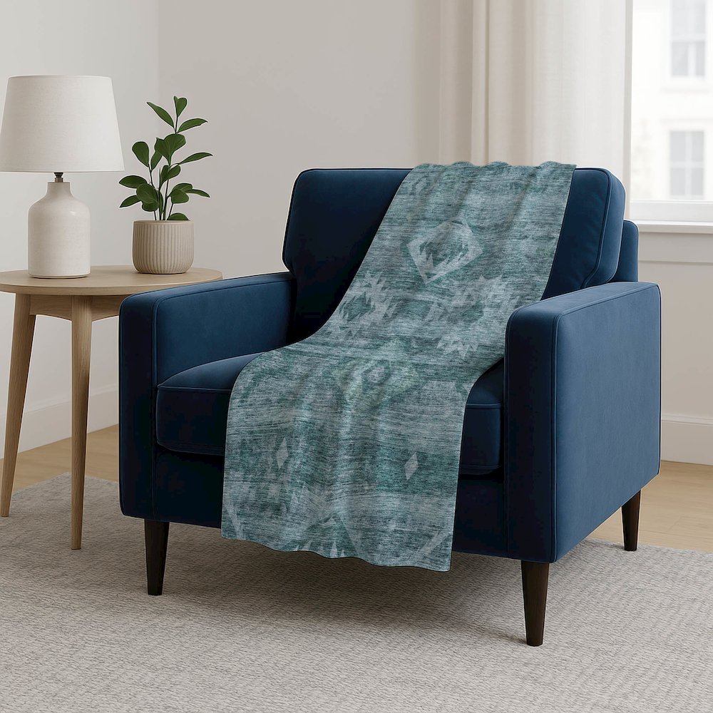 Premium Machine Washable ASB837 Teal 50" x 70" Sherpa Throw Blanket. Picture 5