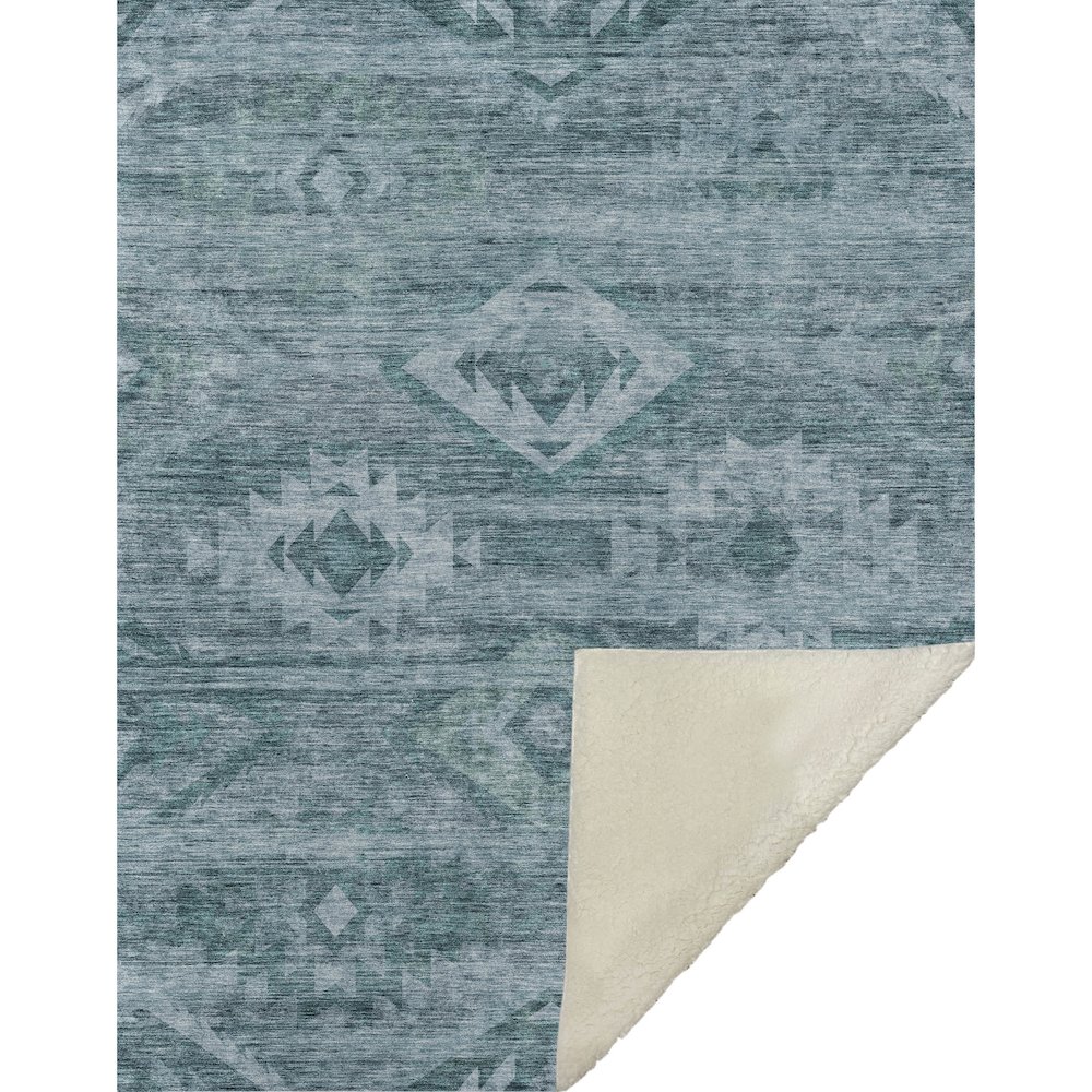 Premium Machine Washable ASB837 Teal 50" x 70" Sherpa Throw Blanket. Picture 1