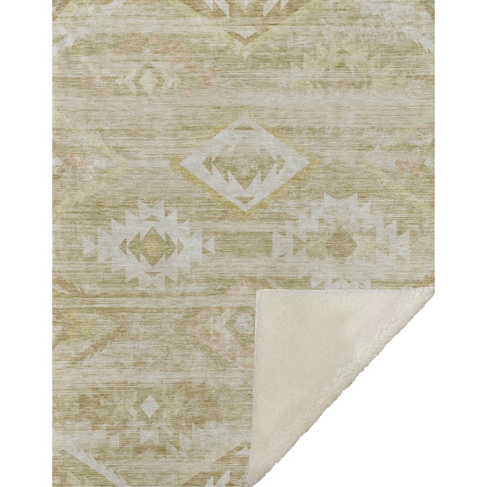 Premium Machine Washable ASB837 Wheat 50" x 70" Sherpa Throw Blanket. Picture 1