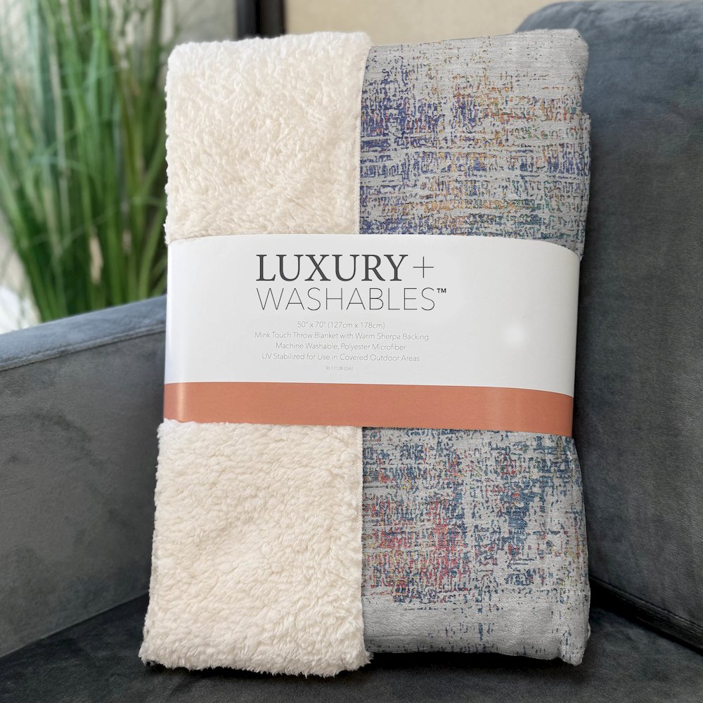 Premium Machine Washable ASB838 Ivory 50" x 70" Sherpa Throw Blanket. Picture 3