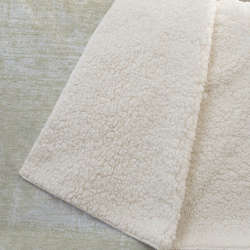 Premium Machine Washable ASB839 Beige 50" x 70" Sherpa Throw Blanket. Picture 2