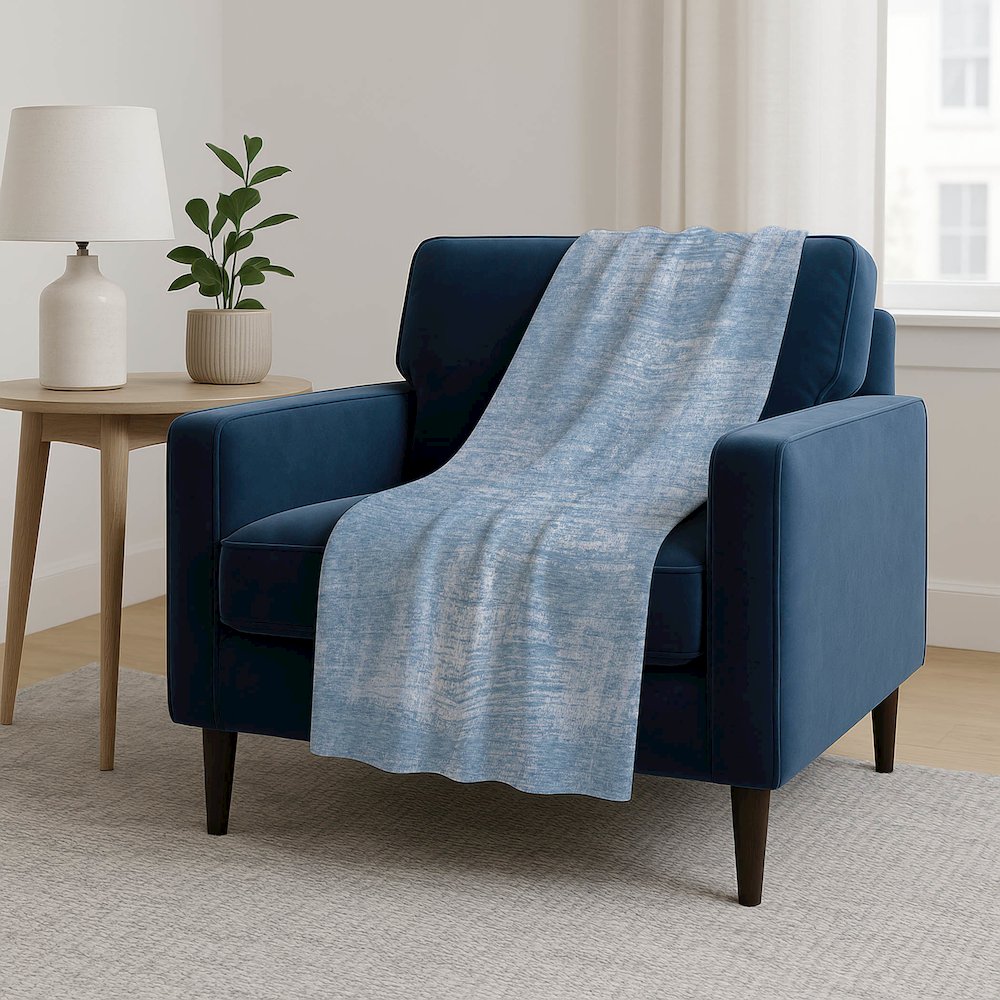 Premium Machine Washable ASB839 Blue 50" x 70" Sherpa Throw Blanket. Picture 5