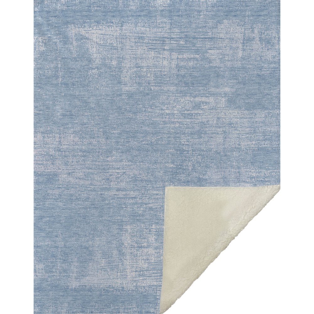 Premium Machine Washable ASB839 Blue 50" x 70" Sherpa Throw Blanket. Picture 1