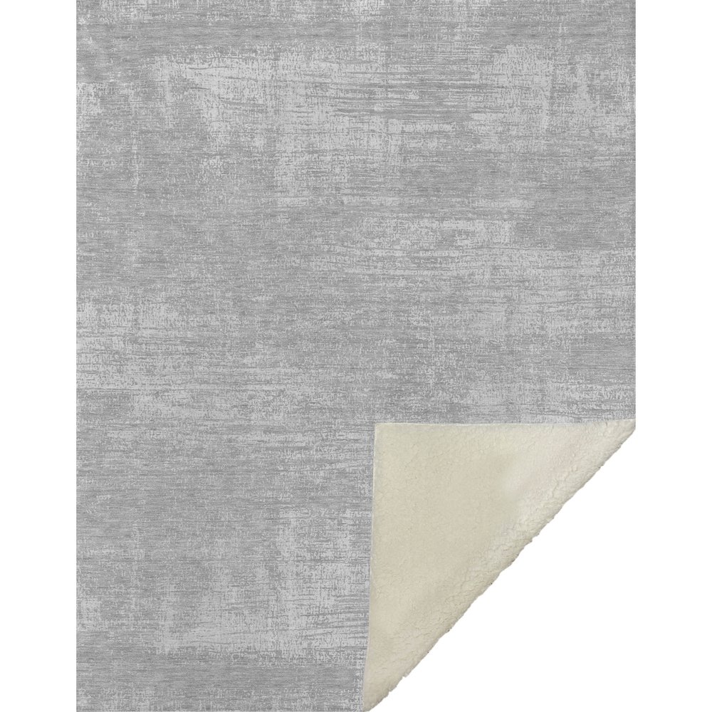Premium Machine Washable ASB839 Silver 50" x 70" Sherpa Throw Blanket. Picture 1